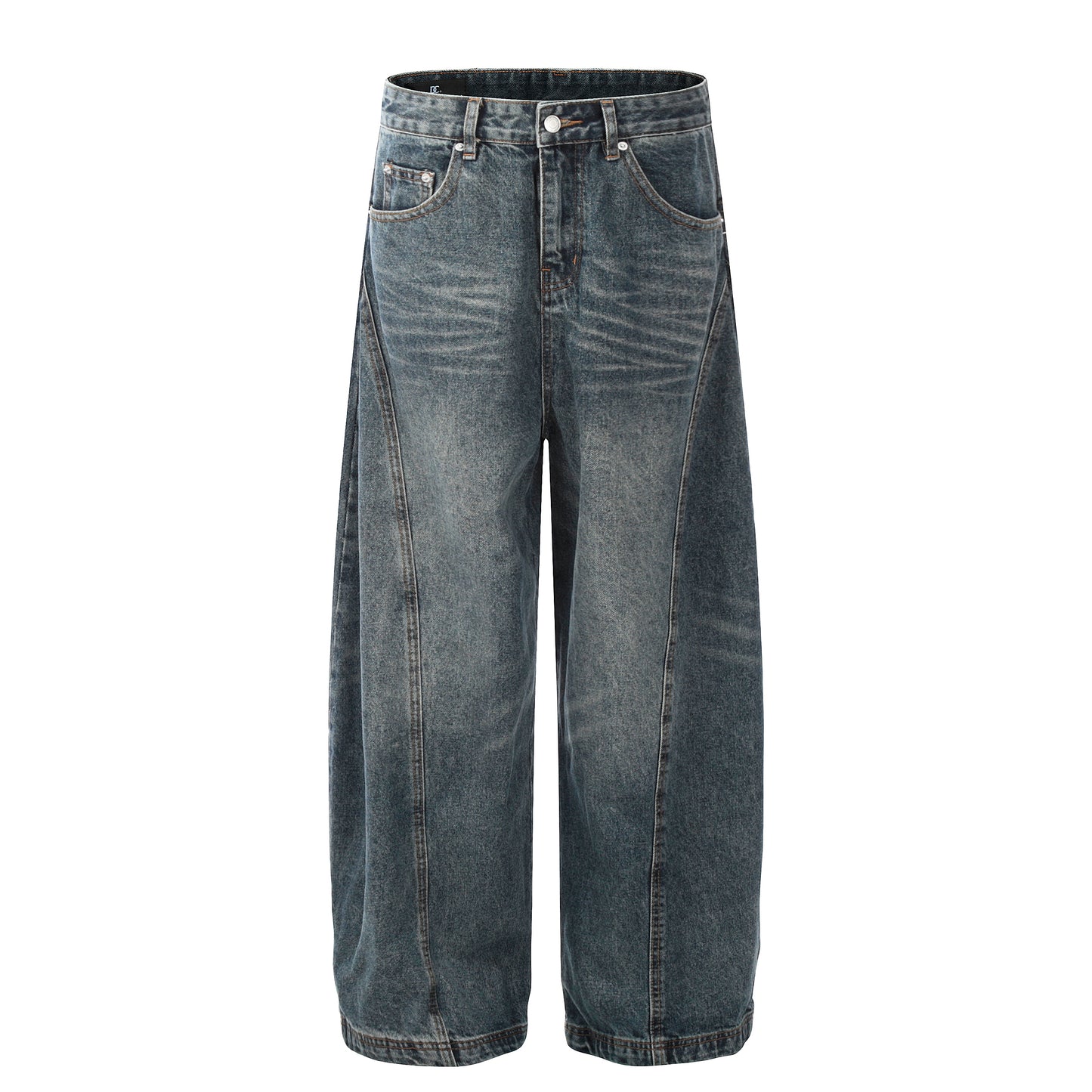 MASEN Retro American Vintage Washed Bent Knife Wide Leg Jeans for Men and Women, Loose and Trendy Long Pants